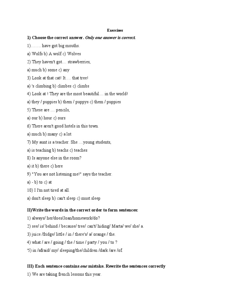 Correct Sentence Selection Exercises | PDF | Language Arts & Discipline ...