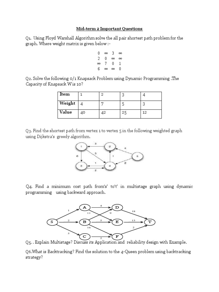Midsem 2 Important Questions | PDF | Computational Complexity Theory ...