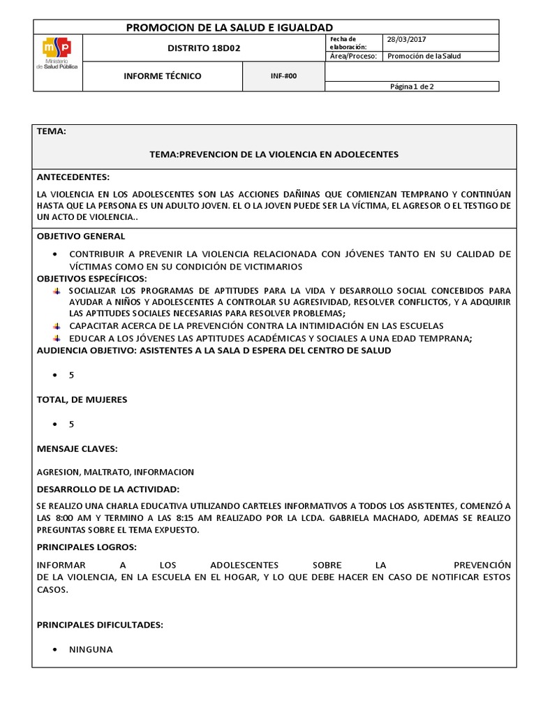 Prevencion de La Violencia en Adolecentes | PDF | Adolescencia | Violencia