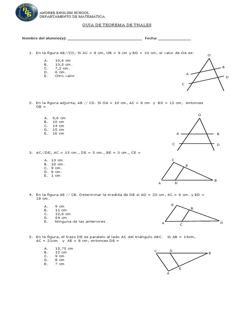 Teorema De Thales Pdf Pdf Geometria Del Plano Euclidiano Objetos Geometricos