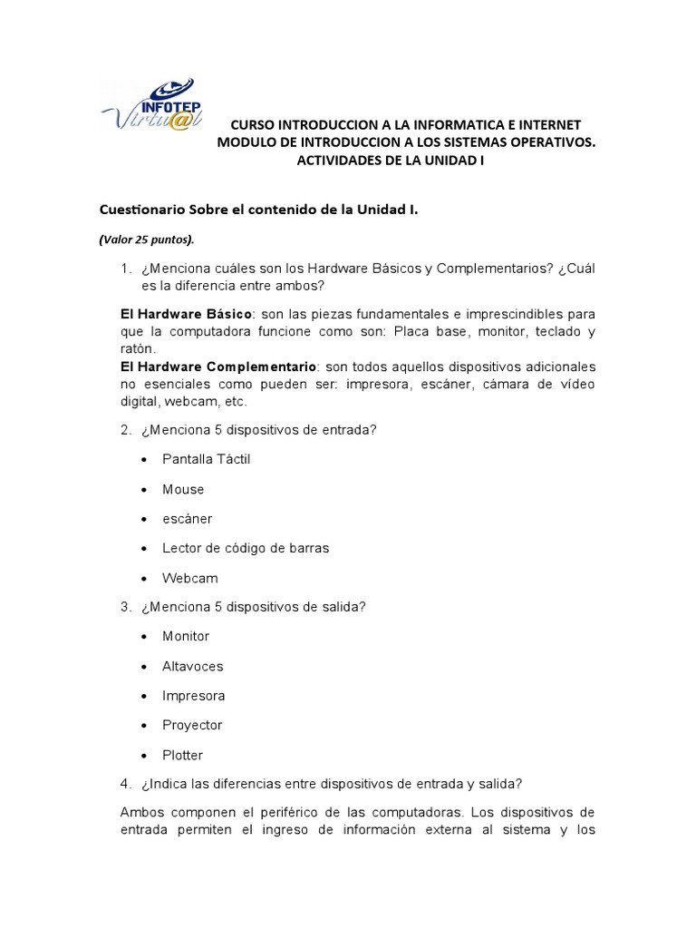 Ejercicio 1 Del Módulo 2 | PDF | Periférico | Hardware de la computadora