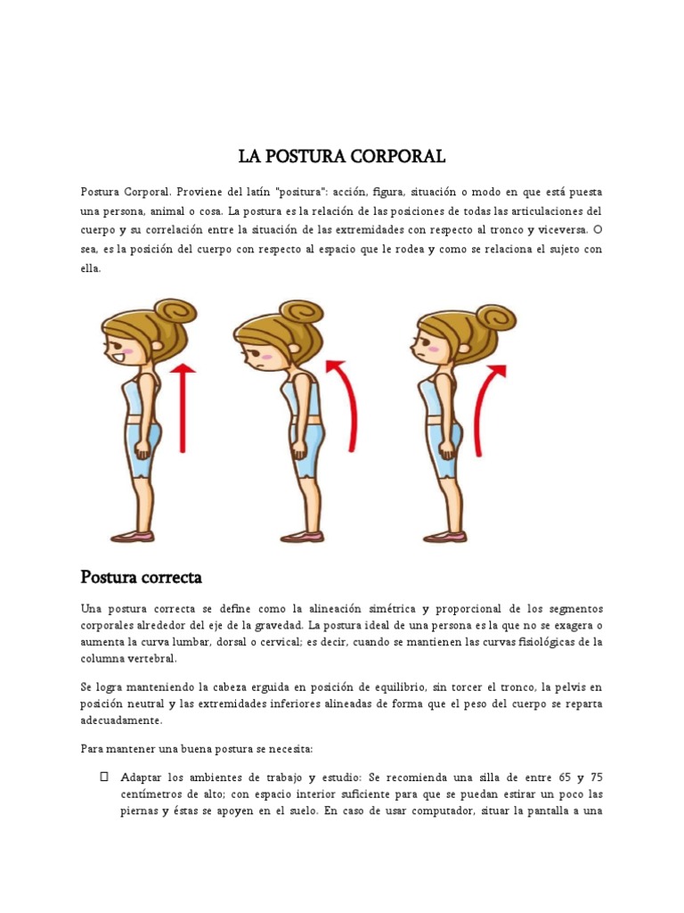 Importancia de la Postura Corporal | PDF | La columna vertebral | Dolor ...
