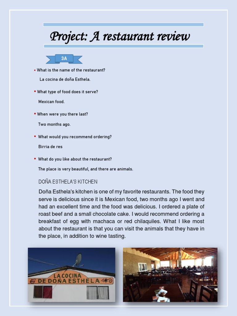 Review of La Cocina de Doña Esthela | PDF | Cooking, Food & Wine | Wellness