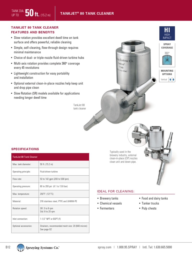 Tankjet 80 Tank Cleaner Features and Benefits | PDF | Gases ...