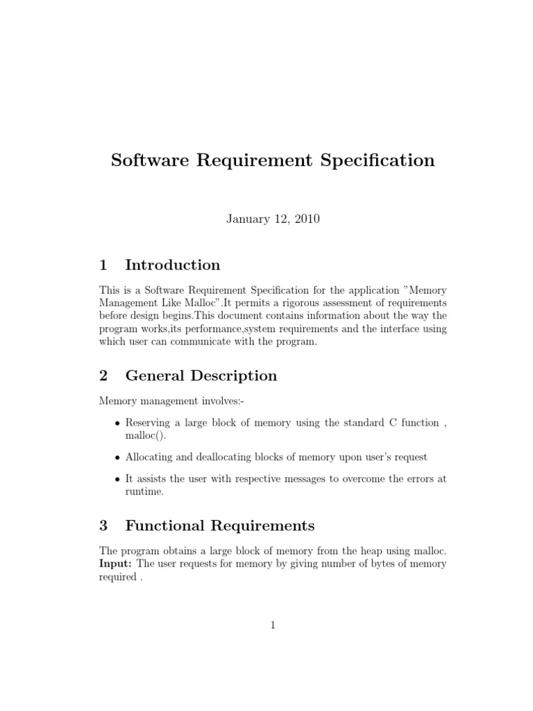 Software Requirement Specification: January 12, 2010 | PDF