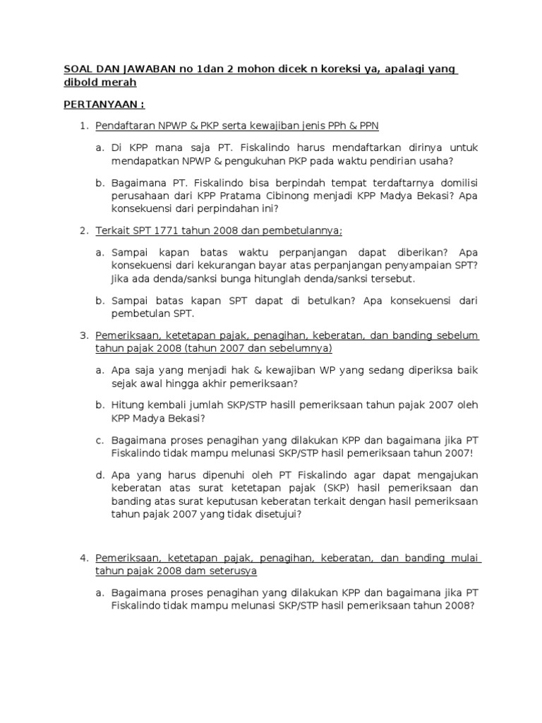 Pertanyaan Tentang Keberatan Dan Banding Serta Jawaban