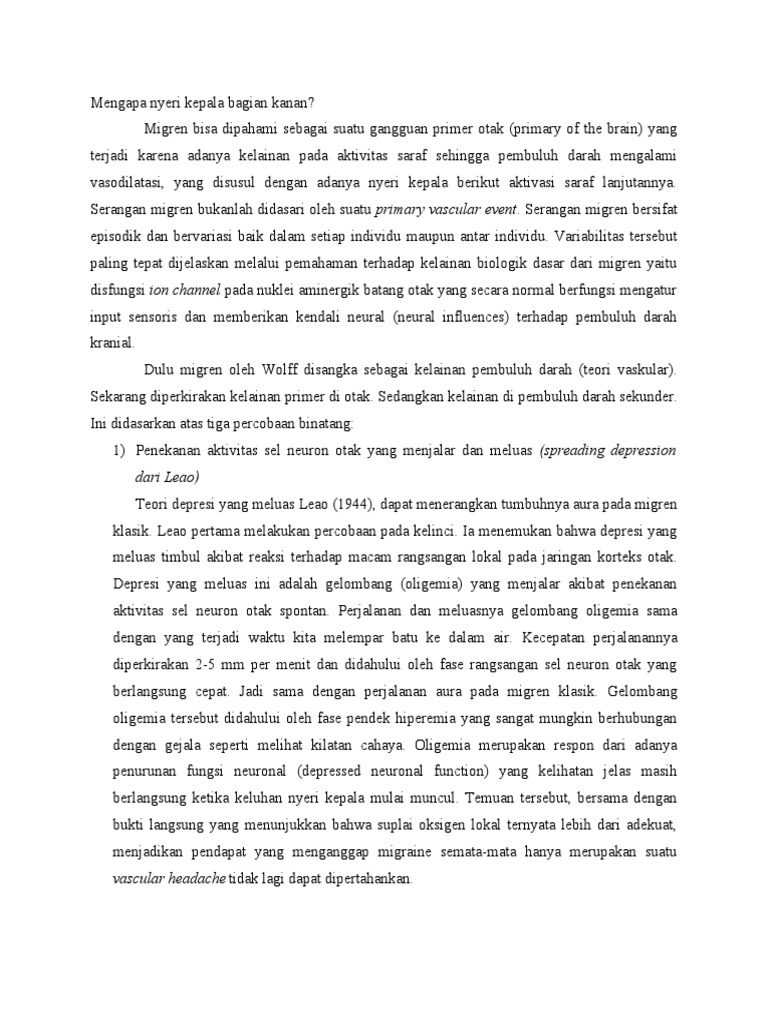 Mengapa Nyeri Kepala Bagian Kanan | PDF