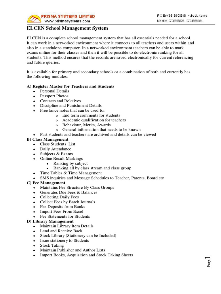 School Management System PDF | PDF | Libraries | Fee