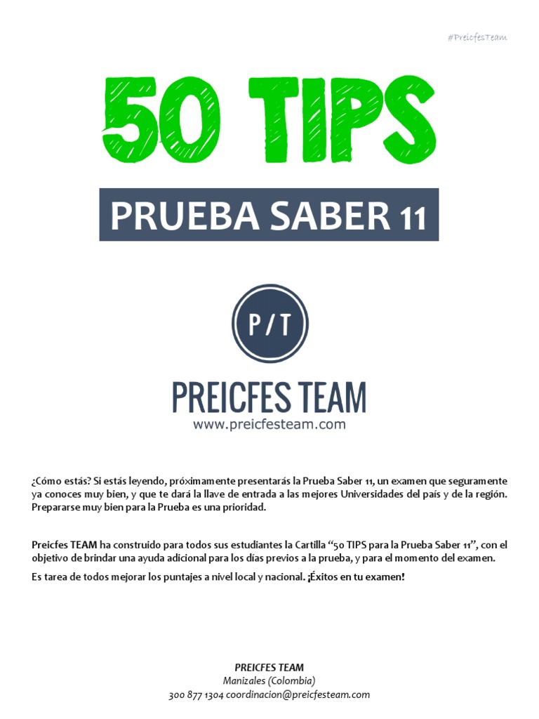 50 Tips para la Prueba Saber 11 | PDF | Prueba (evaluación) | Votación