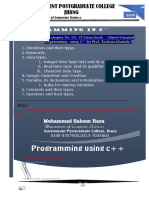 Programming Using C++: Muhammad Saleem Raza