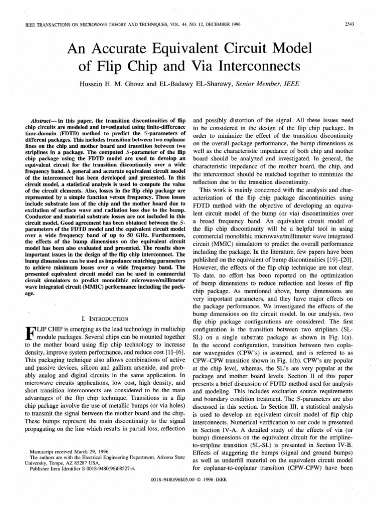 An Accurate Equivalent Circuit Model Flip Chip and Via Interconnects ...