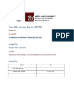 Course Title: Consumer Behavior (MKT 344) : Assignment On: Maslow's Hierarchy of Needs