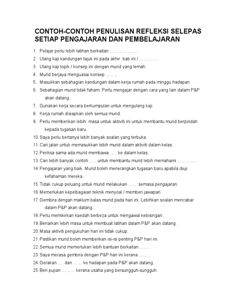Cara Menulis Refleksi Dalam Rph