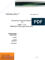 Commercial & Technical Proposal For 10MW - 11 KV MWM DEUTZ Gas Engine Power Plant