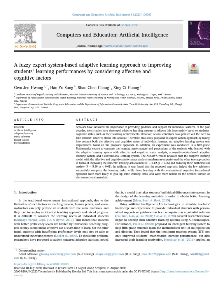 A Fuzzy Expert System Based Adaptive Learning Approac - 2020 ...