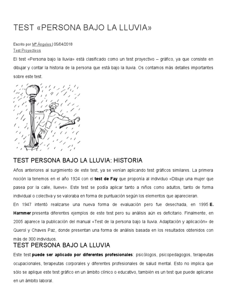 Proyectivo de La Persona Bajo La Lluvia | PDF | Dibujo | Ansiedad