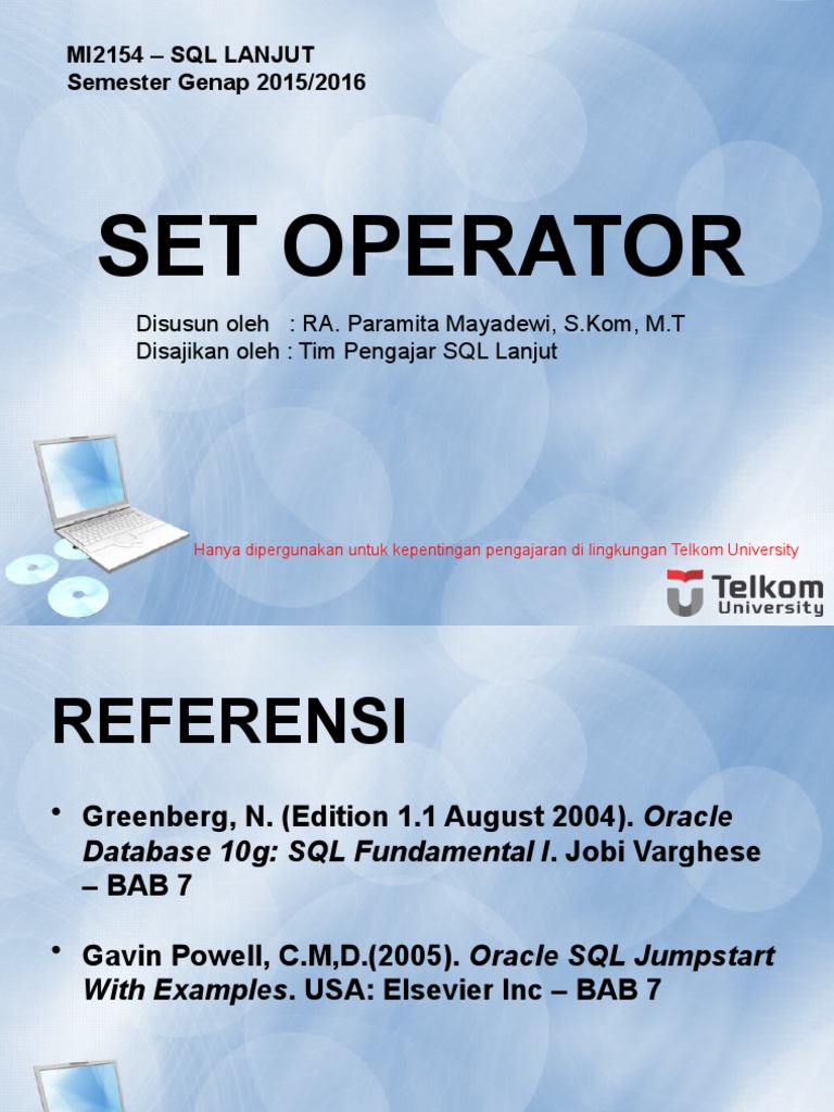 Pemahaman Set Operator dalam SQL | PDF | Metode & Bahan Ajar | Komputer