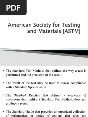 American Society For Testing and Materials (ASTM | PDF 