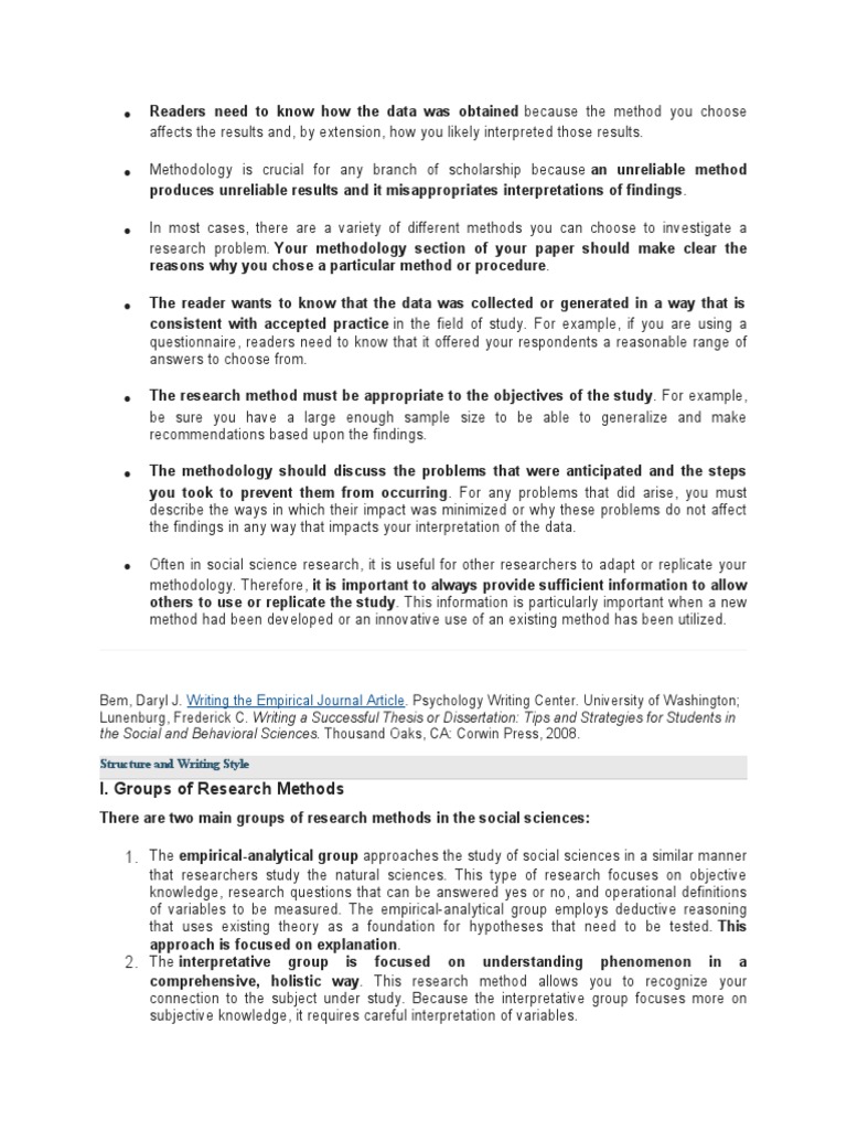 I. Groups of Research Methods: Writing The Empirical Journal Article ...