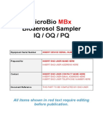 Microbio Bioaerosol Sampler Iq / Oq / PQ: All Items Shown in Red Text Require Editing Before Publication