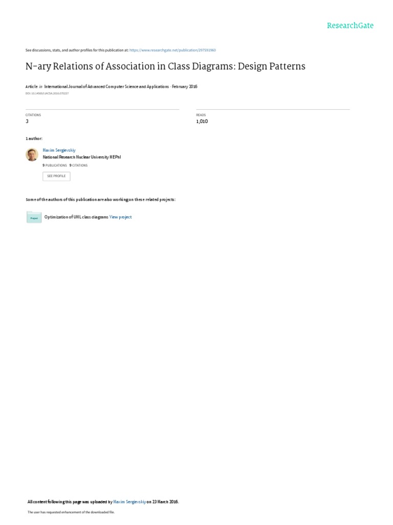 N-ary Associations in UML Class Diagrams | PDF | Class (Computer ...