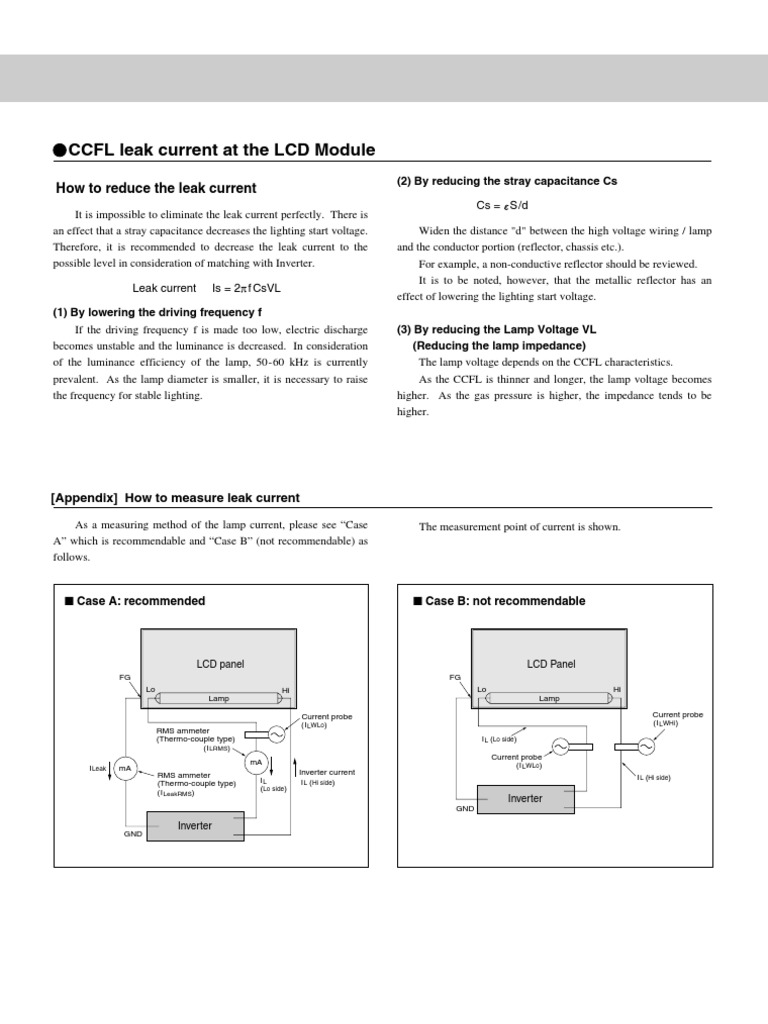 CCFL Leak Current Measurement at The LCD Module | PDF | Science ...
