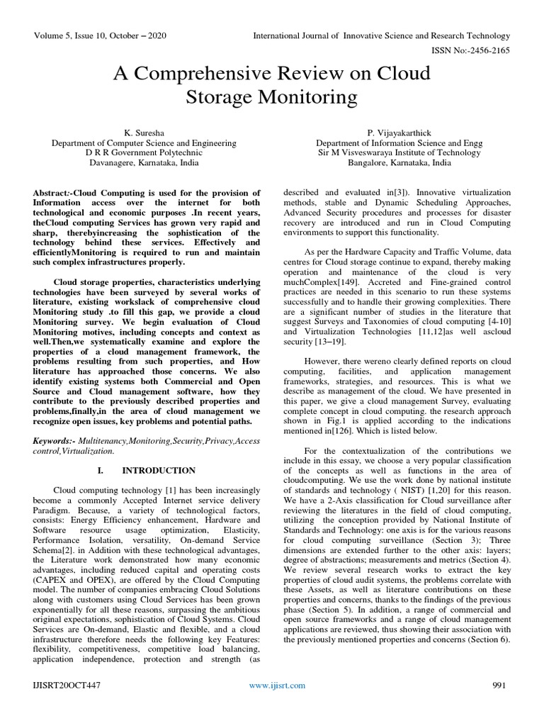 Cloud Storage Monitoring Review | PDF | Cloud Computing | Service Level ...