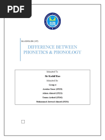 PNP Assignment - Difference Between Phonetics and Phonology
