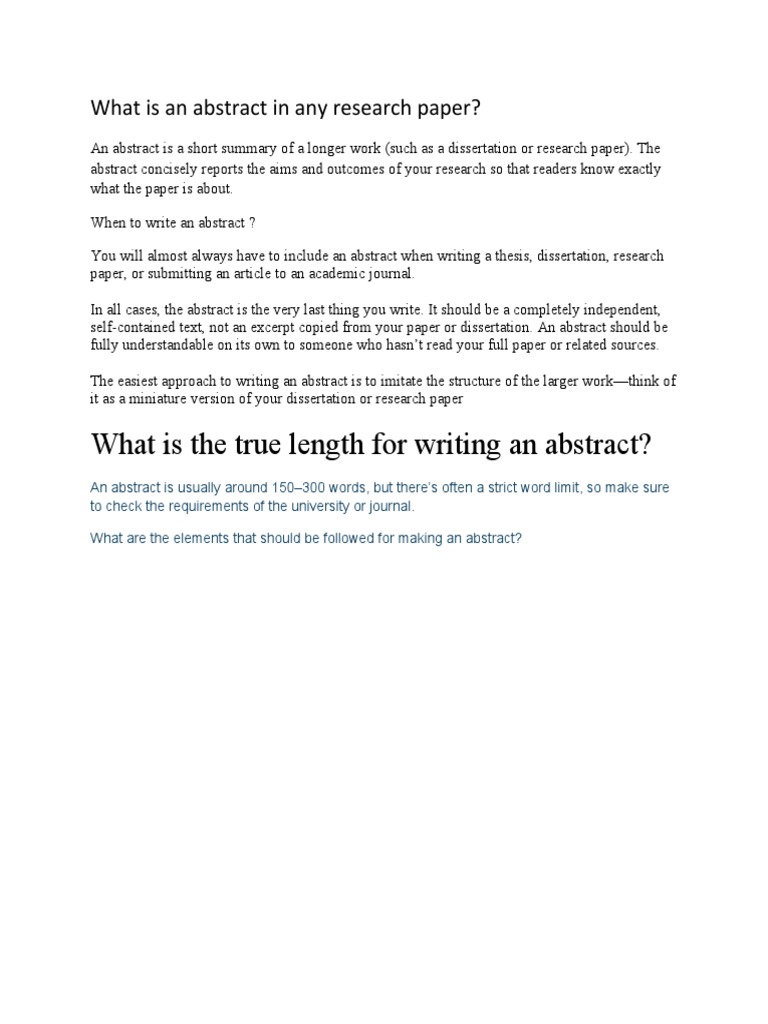 What Is An Abstract in Any Research Paper | PDF | Language Arts ...