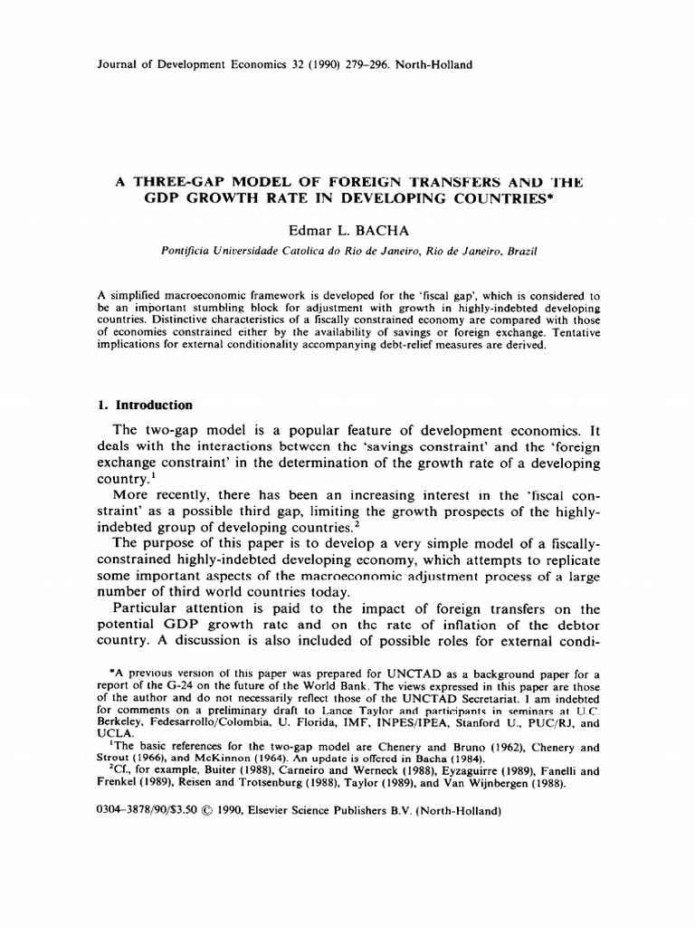 Three-Gap Model of GDP Growth in Developing Countries | PDF | Fiscal ...