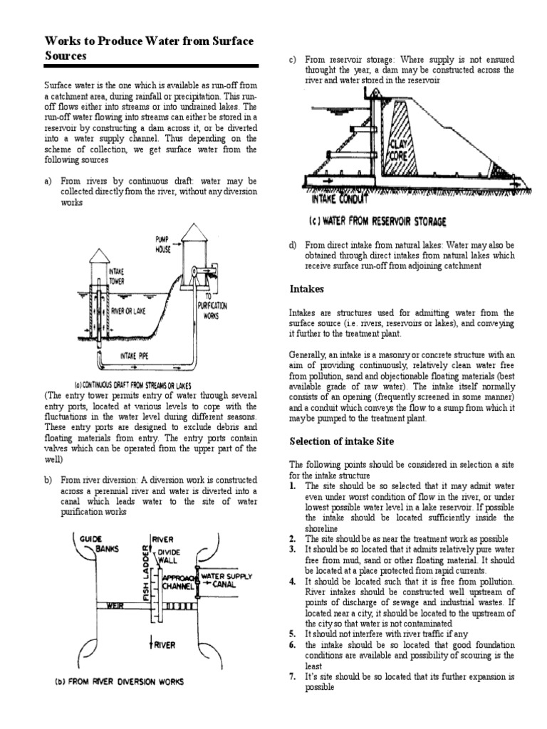 Types and Design of Water Intakes | PDF | River | Reservoir