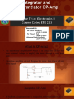 ETE 223 Electronics II Course Integrator and Differentiator OP-Amp