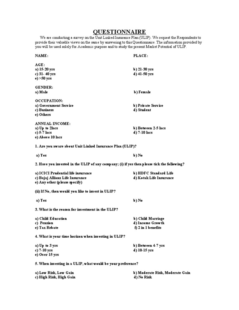 Questionnaire | PDF