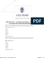 SSC CGL (Tier - 1) Online Exam Paper - 2016 "Held On 31 August 2016" Morning Shift (Reasoning)