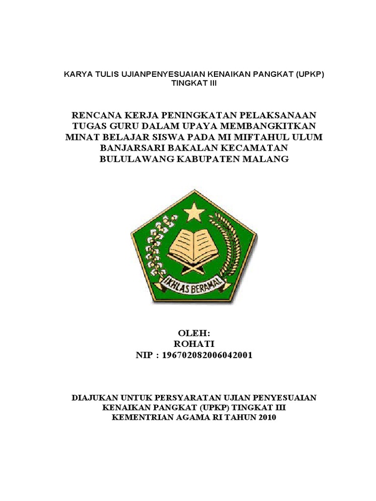 Karya Tulis Ujianpenyesuaian Kenaikan Pangkat