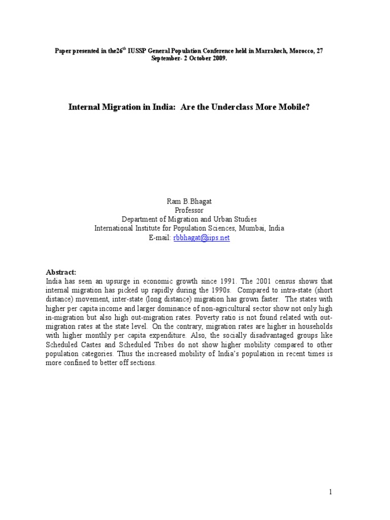 Internal Migration Trends in India | PDF | Human Migration | Immigration