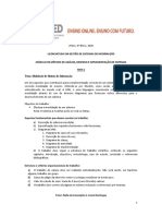 Método de Análise, Desenho e Implementação de Sistemas - TRABALHO DE CAMPO