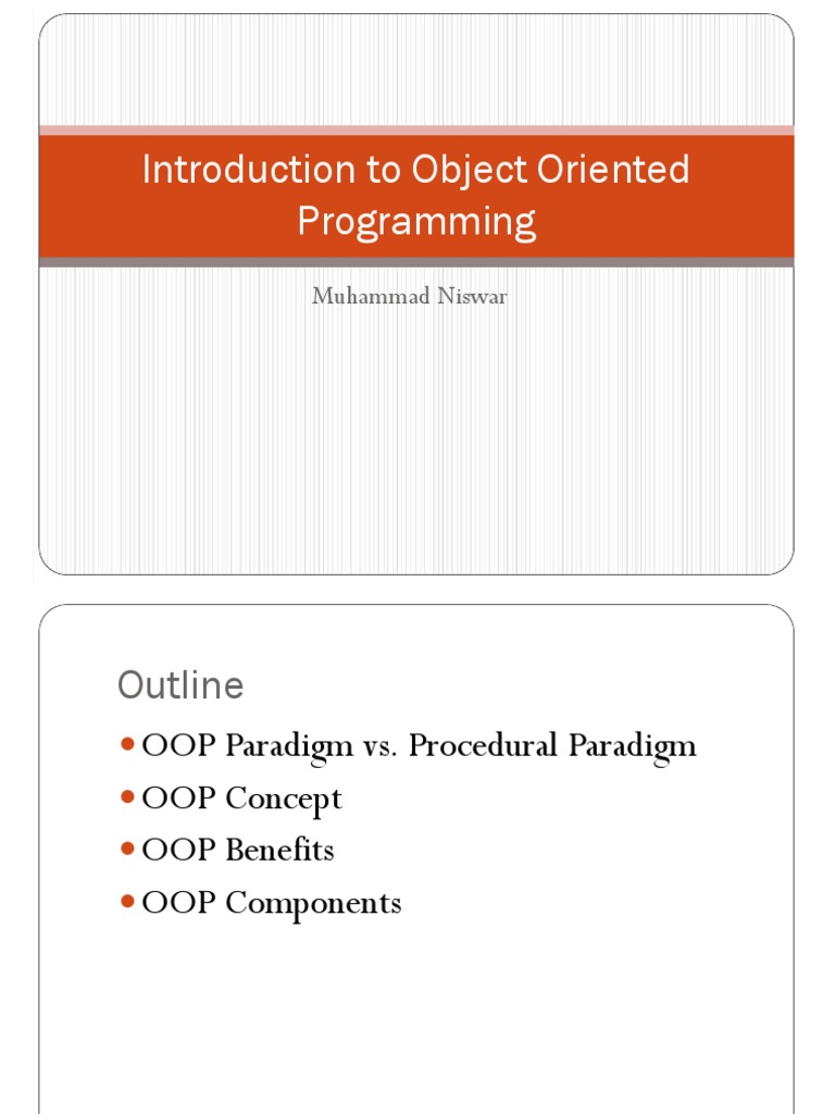 Introduction To Object Oriented Programming: Muhammad Niswar | PDF