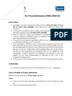 Instructions For Final MBA Admisions PDF