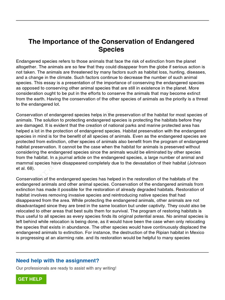 The Importance of The Conservation of Endangered Species | PDF ...