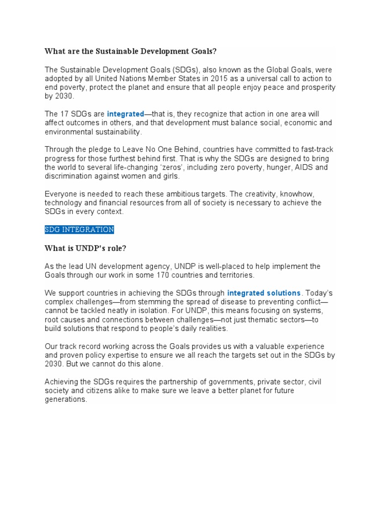 Understanding Sustainable Development Goals | PDF | Social Science ...