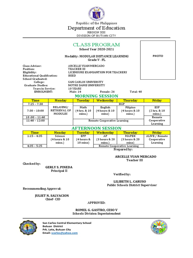 Class Program Template | PDF | Learning | Behavior Modification
