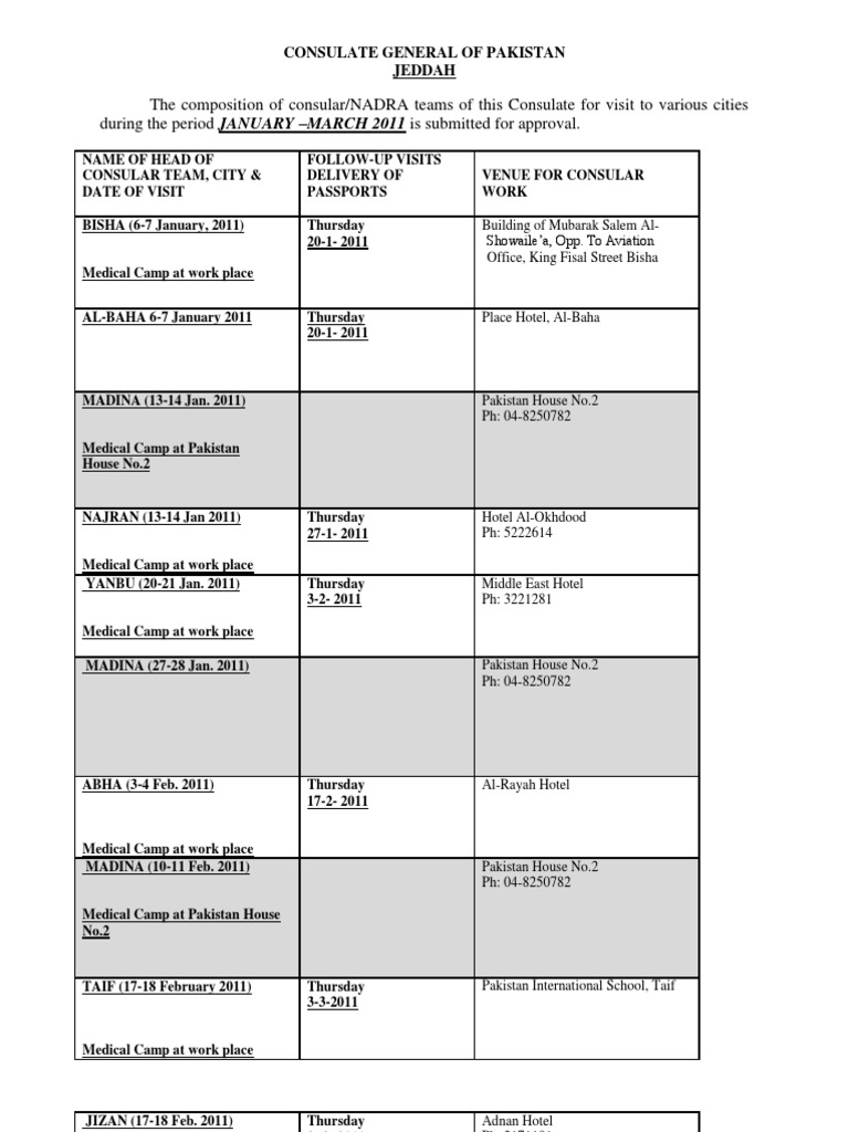 Consular Team Visit Schedule 2011 | PDF | Diplomacy | International ...