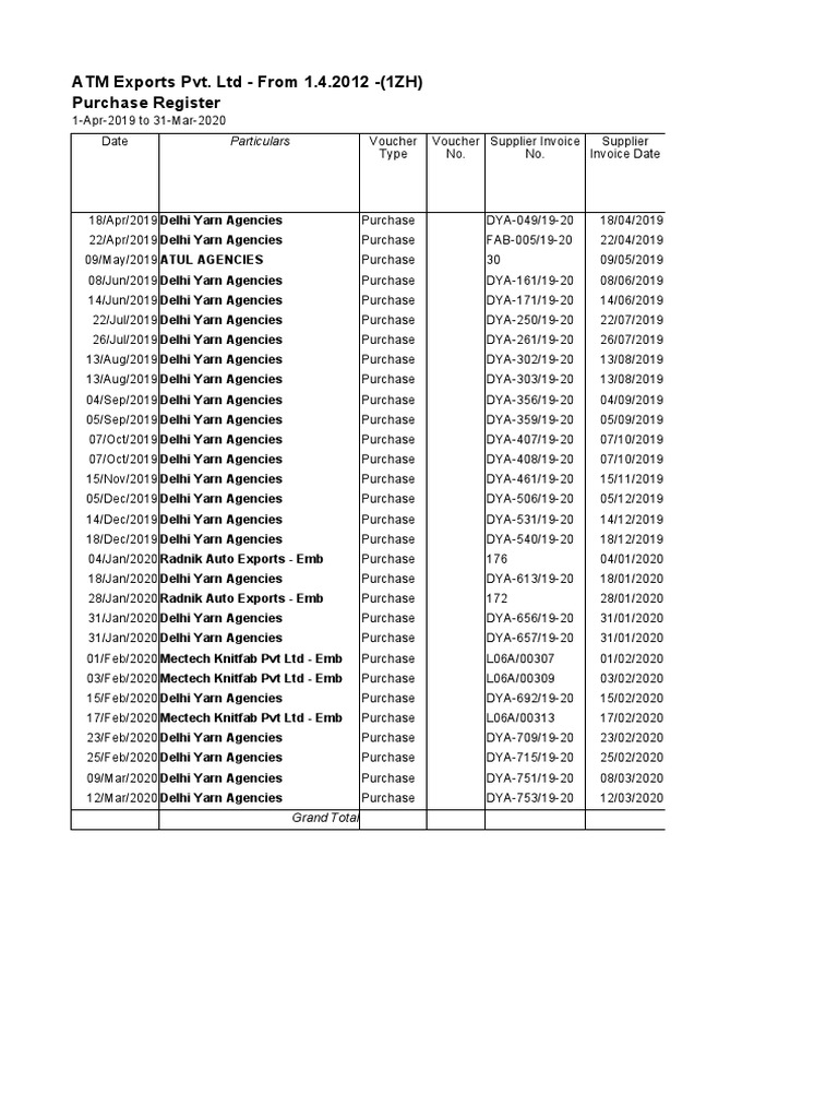 Purchase Register Summary | PDF | Textiles | Textile Arts