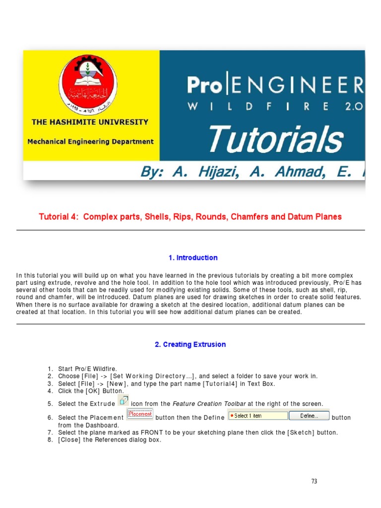 Pro/E Tutorial: Advanced Part Creation | PDF | Button (Computing ...