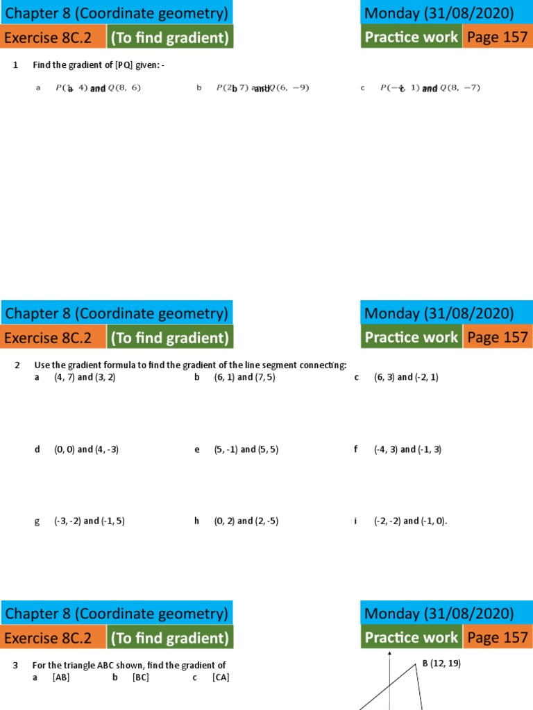 Calculate Line Gradients in Geometry | PDF | Analytic Geometry ...