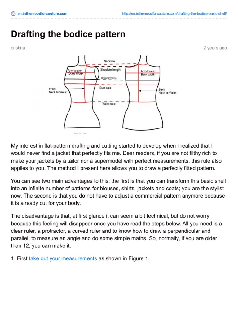Drafting a Basic Bodice Pattern | PDF | Length | Teaching Mathematics