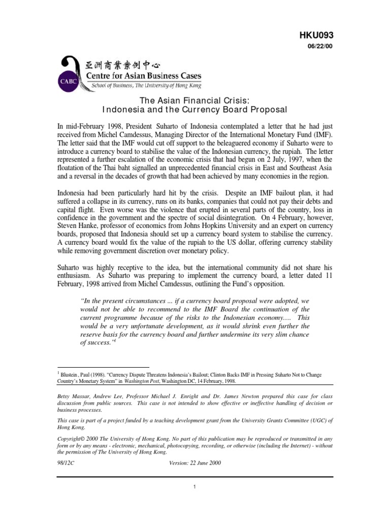 The Asian Financial Crisis Pdf Indonesian Rupiah 1997 Asian