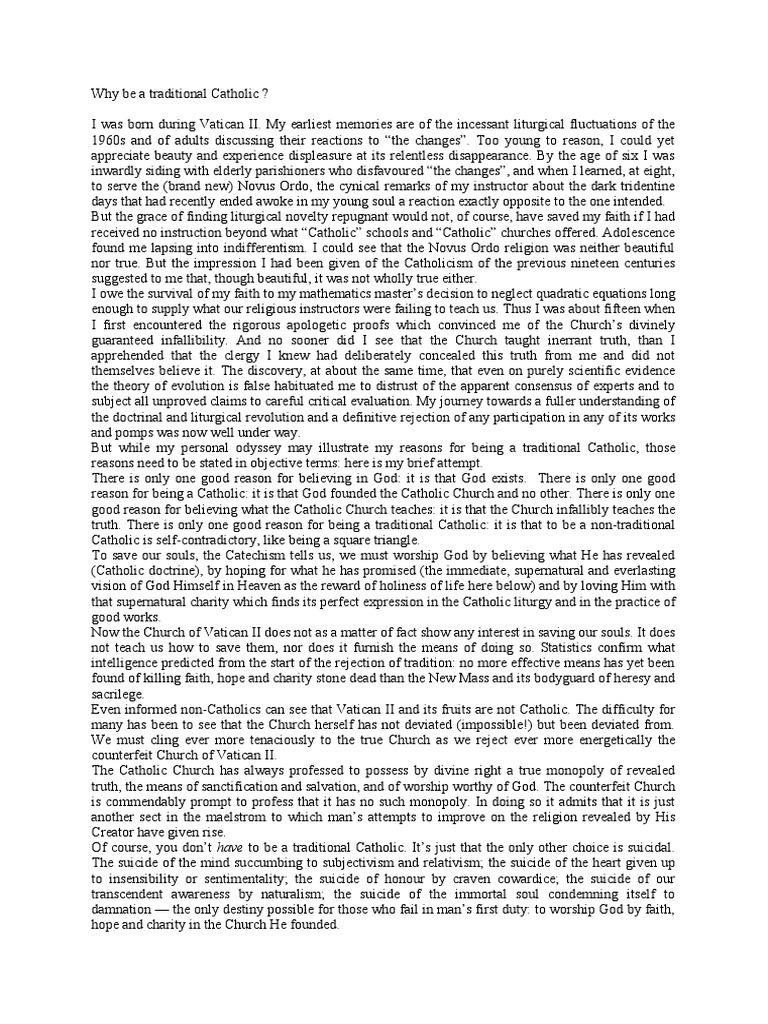 Why Be A Traditional Catholic by John S Daly PDF Catholic Church