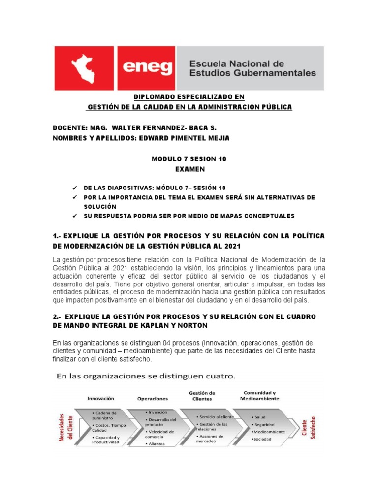 Examen Modulo 7 Sesion 10 | PDF | Administración Pública | Calidad ...